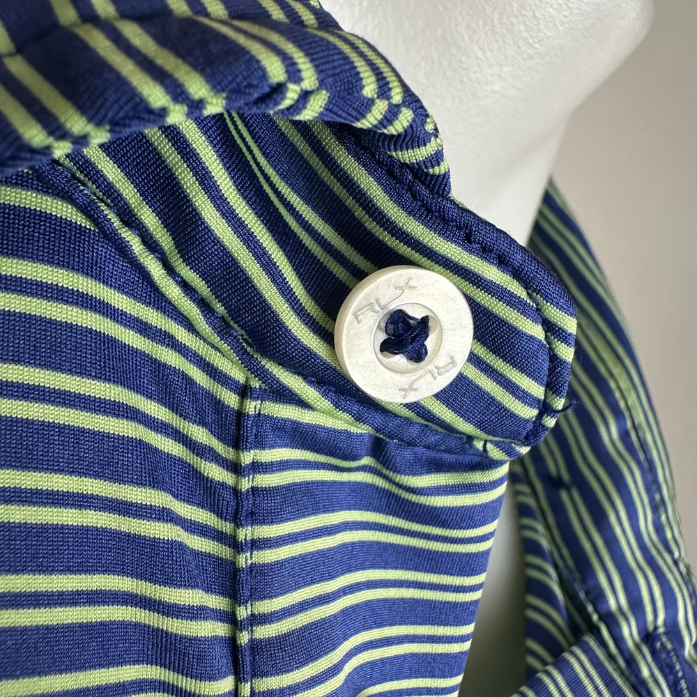 Ralph Lauren RLX Stretchy Blue And Green Striped Polo
